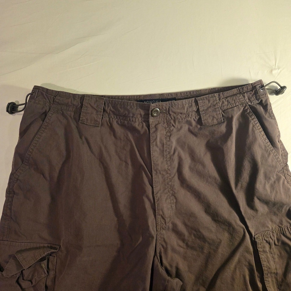 Sonoma Men's Convertible Zip Off Cargo Pants Size 36x29 Taupe Brown Cotton Nylon - Picture 5 of 11